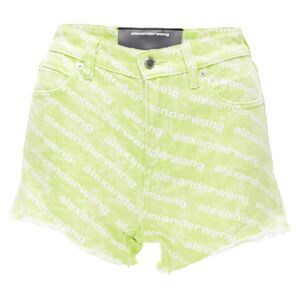 Alexander Wang Bite High Rise logo print cut off denim shorts